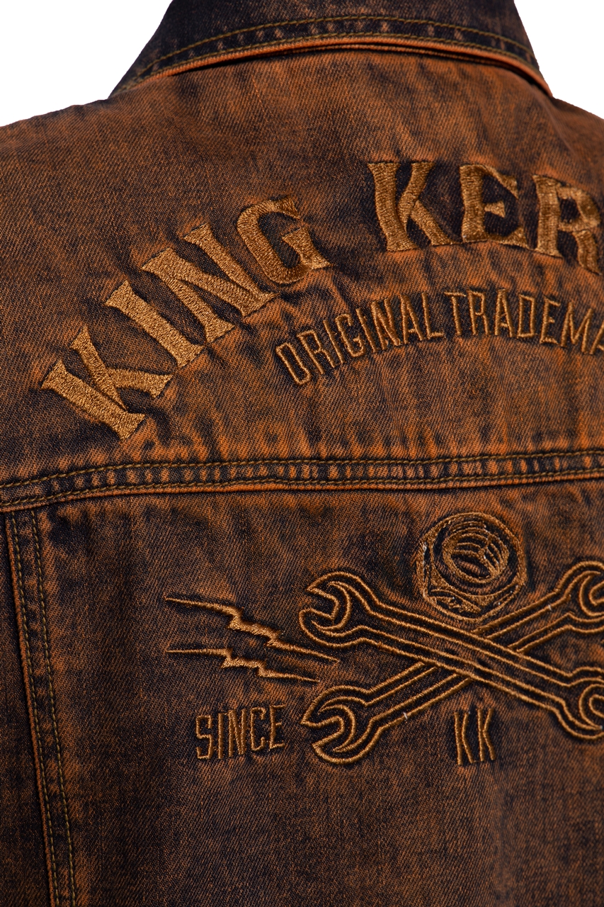 King Kerosin Denim Weste Rust Wash - Orig. Trademark 4XL